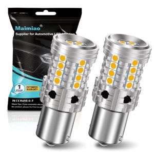 UPXSXT 2pcs ampoules LED 1156 ambre, 7506 BA15S P21w Ampoule LED sans erreur Canbus Anti Hyper Flash Ampoule de remplacement pour clignotant LED Super lumineuse 12-24V 27SMD 28W 4000LM (MaiMiao store, neuf)