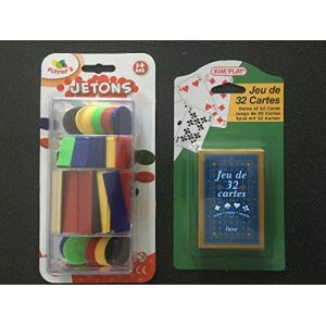 Equilibre et Aventure 1 Jeu de 32 Cartes + 100 jetons : Poker, belote, Piquet, Manille, coinche, Bataille, menteur, soufflette, big up, Jeu des Chevaliers, Maitre du Jeu, biskit, etc (⭐ MAELSA ⭐, neuf)
