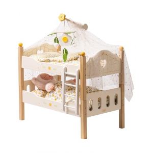 ROBUD Lit de poupée pour poupées - Accessoires en bois - Lit superposé empilable et amovible - Lit pour poupée de 43 cm - Avec literie de poupée - Jouet cadeau pour enfants - Jaune (Child's Growth Companion, neuf)