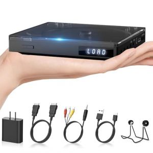 Mini Lecteur CD DVD Portable avec Haut-parleurs HiFi pour TV, Chargement Mobile par câble Micro USB, Entrée USB, Prise AUX 3,5 mm, écouteurs Inclus, Câble HDMI AV (maite, neuf)