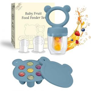 Zufio Grignoteuse b&eacute;b&eacute; - sans BPA Tetine grignoteuse b&eacute;b&eacute; 4M+ moule &agrave; glace au lait maternel conservation lait maternel - alimentateur de fruits en silicone (Blue) (ZUFIO-FR, neuf)