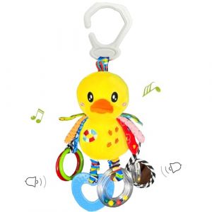 Kulveanju Jouet Poussette Bebe 6 Mois, Suspendu Jouet Siege Auto Bebe, Attache Jouet pour Poussette, Peluche Jouet Bebe Cadeaux pour Naissance Garçons et Filles 3 9 12 Mois, Le Canard (Kulveanju, neuf)