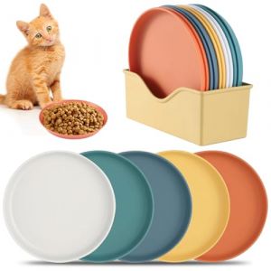 Set de Gamelle Chat, Bol Nourriture, Plates Peu Profondes, Plat Assiette Chat R&eacute;gime, &Eacute;cuelle Plateau Gamelle de Nourriture pour Int&eacute;rieur,Plastique,R&eacute;utilisable,Taille Universelle (ZonQ, neuf)