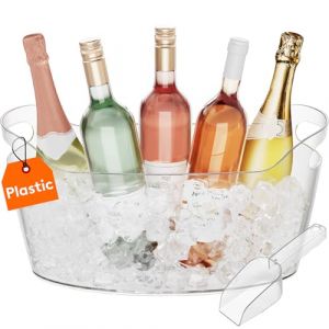 Lifewit Seau a Glacon Portable 6.5L, Seau a Champagne XXL avec Cuill&egrave;re Lot de 1, Plastique Rafraichisseur de Bouteille de Vin pour Cocktail, Boissons, Vin, Bi&egrave;re (Lifewit Home FR, neuf)
