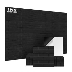 AsmeSonic Panneaux Acoustiques Autocollants 8 Pi&egrave;ces, 30x30x0.9cm Panneaux Acoustiques Muraux, Traitement Acoustique et D&eacute;coration Mur pour Studio Enregistrement, D&eacute;coration Gaming, Studio, Noir (AsmeSonic, neuf)
