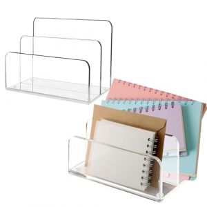 Modixun Lot de 2 organiseurs de courrier pour bureau, 2 sections en acrylique transparent, trieur de courrier vertical, moderne, pour la maison, le bureau, les enveloppes, les documents (FULIANG, neuf)