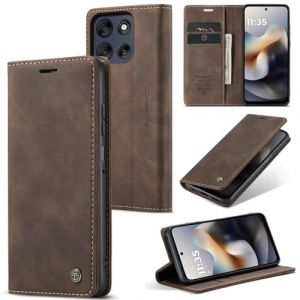 WJXEXRS Coque pour Motorola Moto G56 5G, Etui Premium Housse en Cuir Pochette Protection Portefeuille, Rabat Clapet Case, Pliable Support Porte Carte Magn&eacute;tique &Eacute;tui pour Motorola Moto G56 5G - Caf&eacute; (WJXEXRS, neuf)