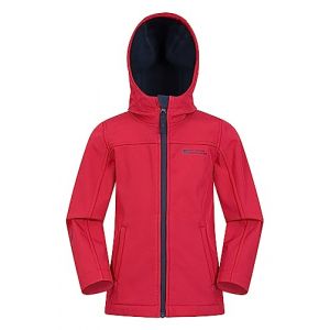 Mountain Warehouse Veste Enfant Exodus Softshell - Coupe-Vent, Imperméable Fille Et Garçon, Veste Polaire Unisexe, Veste À Capuche Conçue Pour Sport Et Voyage Rouge 9-10 ANS (Mountain Warehouse, neuf)