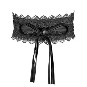 MILAKOO Femmes Ceinture de taille Large Dentelle Douce avec Cordon de Serrage Gland Femmes Ceinture à Nouer Large Obi Large Bande d'enroulement Taille Cravate Ceinture pour robe Mariage Parti (Baiyu Jewelry, neuf)