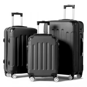 LEADZM Set de 3 Valises de Voyage, Valise Grande Taille, Valise Cabine, Set de Bagage pour Voyage, ABS avec Coins Renforc&eacute;s, roulettes Pivotantes 360&deg; et Cadenas - Noir (VICTOPV, neuf)