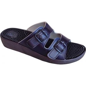 EKO FIT - Sandale de Maison Femme avec Semelle de Massage &agrave; Picots &ndash; Stimule la Circulation &ndash; Confort Optimal &ndash; 2 Boucles R&eacute;glables &ndash; Antid&eacute;rapante - MARINE 39 (Popshoe, neuf)