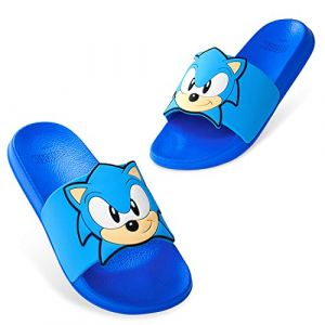 Sonic The Hedgehog Claquette Enfant Garcon Fille Sandales Plastique Plage Claquettes Enfant Gamer Sandalettes &Eacute;t&eacute; Chaussures pour Piscine et Plage Tailles du 28 au 34 (Bleu, 34) (Get Trend., neuf)