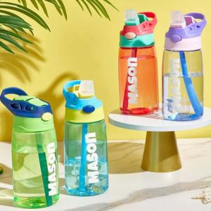VEELU Gourde Personnalisable pour Enfant avec Paille et Couvercle, Bouteille d'eau Personnalis&eacute;e Prenom Sans BPA Tritan, Gourde &Eacute;tanche R&eacute;utilisable pour &Eacute;cole, Sport, Maternelle -Multicolore 480ml (Jingle Cat Magical Shop, neuf)