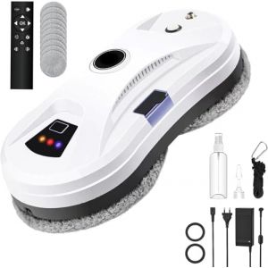 Robot Nettoyeur Vitre, 5600Pa Robot Laveur de Vitre Automatique avec Télécommande, Système de Sécurité, Navigation Intelligente, Robot Laveur Vitre pour Fenêtres Intérieures et Extérieures (Blanc (A)) (MISOO MISU, neuf)
