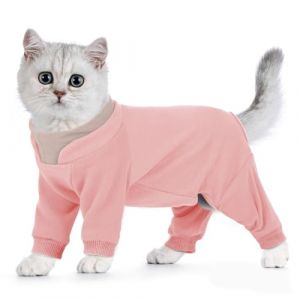 Hjumarayan Combinaison de convalescence pour chat - Combinaison de toilettage pour chat avec jambes - Combinaison pour poils collants post-chirurgie - Couverture compl&egrave;te - Robe en polaire chaude pour (Hjumarayan, neuf)