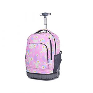 BOZONLI Sac à Dos à roulettes Cartable à roulettes pour Garçons et Filles Sac à Dos Roulant Bagages Sac De Voyage (Fleurs Roses) (BOZONLI, neuf)