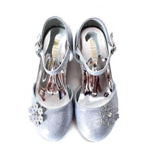 ELSA & ANNA Chaussures de Princesse pour Filles - Chaussures Reine des Neige à Talons de 3cm - Chaussures de Déguisement pour Fêtes et Anniversaires - SHOES2, Argent, 25 EU (UK1STCHOICE-ZONE, neuf)
