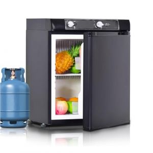 Techomey Frigo Camping car 12V 220V Gaz, 40L, Frigo Camping Gaz pour Chalet Cabanon Caravane Fourgon Mobile-Home, Noir (Techomey Electric Co., Ltd., neuf)