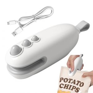 Mini Scelleur,Portable Scelleuse pour Sacs Scelleur Thermique 2 en 1 avec Cutter Coupe Et Scelle Les Sacs Plastiques,Rechargeable Scellant Alimentaire avec Cable USB,Scellant Magn&eacute;tique (Blanc) (Renlcsfs, neuf)