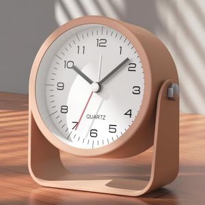 AYRELY Réveil analogique de 8,9 cm, silencieux, sans tic-tac, avec design rétro, angle réglable, fonctionne avec piles, horloge de bureau avec lumière (rose) (AYRELYEU, neuf)