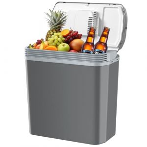 Glacière électrique de 24 litres pour voiture 12 V 230 V Mini réfrigérateur avec mode ECO & MAX Fonction de refroidissement et de maintien au chaud pour la maison, le camping, les festivals et les (Aikku-fr, neuf)