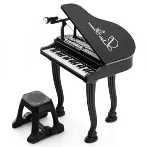 KOMFOTTEU Clavier 37 Touches pour Enfants, Piano pour Enfants avec Microphone, Piano électronique avec Tabouret, Clavier pour Enfant, 8 Effets de Percussion & 8 Styles d'Accompagnement (Noir) (Komfort GmbH, neuf)