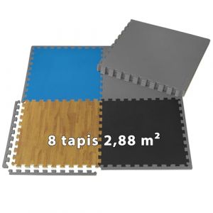 ALPIDEX 8 Pièces Tapis Protection Sol 60x60x1 cm Matelas Puzzle 2,88 m² EVA Caoutchouc Tapis Bordures Antidérapant Tatami Fitness Sport Dalle Mousse Gym Garage Piscine Isolation, Couleur:grey (BB Sport, neuf)