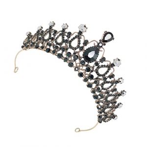DRESSOOS 1 Pc Couronne De Luxe Couvre-chef Médiéval Mariage Chapeaux Coiffure Coiffe De Couronne Rétro Bandeaux En Strass Pour Femmes Couronnes Pour Femmes Costume De Reine Black Alliage (Mingsyue, neuf)