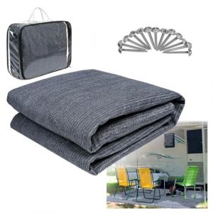 NEWFUN Tapis de Sol Camping Car, 250X300CM Tapis Sol Camping, Tapis d'auvent avec œillets, Tapis de Tente pour Camping en Plein Air, Lavable, Sac de Transport et Piquets de Fixation Inclus (guangfanouzhou, neuf)