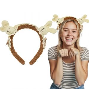 GrandSail Serre-tête avec oreilles de lapin pour femme - Serre-tête avec oreilles de lapin roses pour fête d'Halloween - Joli bandeau blanc - Décoration de vacances ou d'anniversaire, marron foncé (grandsail, neuf)