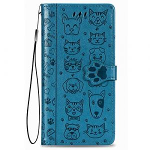 Fertuo Coque pour Honor X6 / Honor 70 Lite/Honor X8 5G, Antichoc Portefeuille &Eacute;tui Housse en Cuir &agrave; Rabat avec Porte Carte, Chiusura Magnetica [Chat Chien] Flip Cover Case pour Honor X6, Bleu (Fertuo Store, neuf)