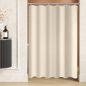 Lerores Rideau de douche, 100 x 180 cm, beige, ourlet lest&eacute;, anti-moisissure, imperm&eacute;able, lavable, en tissu polyester, pour salle de bain, baignoire avec 8 anneaux de rideau de douche (yuan ying MAYY, neuf)