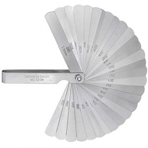 Treki 32 Lames Jauge d'epaisseur de Précision, Jeu de Cales d'Épaisseur Pliable en Acier Inoxydable, Jauge d'Épaisseur Métrique/Impérial pour Mesurer L'écart Largeur (0,02-1,00 mm) (Treki, neuf)