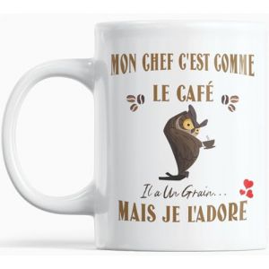 Paroles d'amour Mug humour Cadeau Chef Homme Anniversaire plaisir d'offrir Mon Chef c'est Comme Le Café il a Un Grain Mais Je l'Adore (Paroles d'amour, neuf)