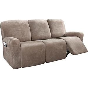Lot de 8 housses de canapé extensibles en velours épais pour fauteuil de relaxation, fauteuil de télévision, fauteuil de cinéma, 3 places, protection contre les rayures et les chats (Absolutely perfect, neuf)
