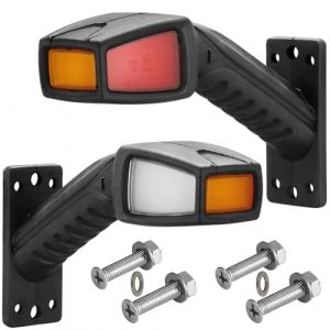 DARKGUARD Classique LED Caoutchouc Feux de Gabarit Lat&eacute;ral Gauche et Droite Feux de Position Lat&eacute;raux 12V 24V Feu Arriere pour Remorque Camion Lumi&egrave;re Uniforme Orange Blanc Rouge 173mm &Eacute;tanche ECE (DARKGUARD, neuf)