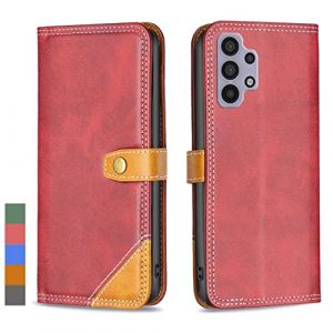Klapber Coque pour Samsung Galaxy A32 5G Etui Housse Cuir pour Galaxy A32 5G &Eacute;tuis &agrave; Rabat Pochettes avec Fentes Cartes Protecteur Silicone Souple Ceinture &eacute;tuis pour Samsung A32 5G, Rouge (Yuemmy, neuf)