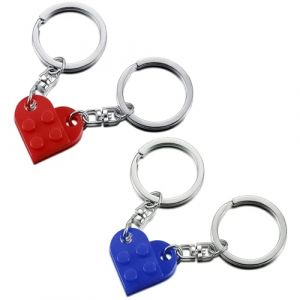 4 Pi&egrave;ces Amour Coeur Brique Porte-Cl&eacute;s, Porte Cl&eacute; Coeur Petit Porte-Cl&eacute;s Porte Cl&eacute; Coeur Couple, D&eacute;corations Coeur Assorties Cadeau d'anniversaire (ZJZH, neuf)