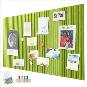 Grand tableau d'affichage autocollant en feutre - 120 x 90 cm - Tableau d'affichage d&eacute;coratif en feutre - 0,9 cm d'&eacute;paisseur - Pliable - Tableau m&eacute;mo - D&eacute;coration murale pour bureau, cuisine - Vert (yjspbsm-shop, neuf)