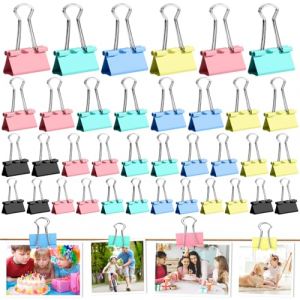 MXTIMWAN 100 Pièces Pince Papier Clip,15 mm/ 19mm/ 25mm/ 32mm Multi-fonctions Binder Clips,Pinces à documents,Pinces à papier stables et réutilisables,Pinces à Dessin,Couleurs Clips à Documents (maksimswin, neuf)