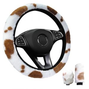 GmeDhc Couvre Volant de Voiture, Ensemble de 3 PCS Couvre Volant en Peluche, Housse de Volant 35-38cm, Protege Volant Antid&eacute;rapant, Accessoires Voiture pour D&eacute;coration (GmeDhc, neuf)