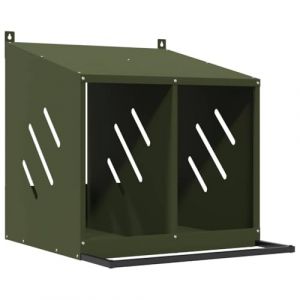 vidaXL Nichoir à Poules avec 2 Compartiments Vert Olive métal, nichoir à Poules pondeuses, boîte à œufs pour Poules, nichoir galvanisé, pondoir à œufs (vidaXL FR, neuf)