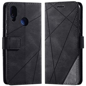 Vankii Coque pour Huawei P20 Lite, Rabat Portefeuille de Protection Cuir PU Etui, Slim Silicone TPU Bumper Magn&eacute;tique Housse, Flip Porte Cartes avec Fonction Support Cover Antichoc Case (Le Noir) (Vankii EU Store, neuf)