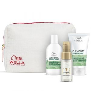 Wella Professionals Elements Kit de voyage &ndash; Soin apaisant naturel pour cheveux et cuir chevelu &ndash; Shampoing 100 ml, masque capillaire 75 ml et huile capillaire Oil Reflections 30 ml &ndash; Trousse de (Friseurbedarf, neuf)