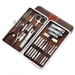 DECORNIJIA 21 Pièces Outils de Acier Inoxydable Coupe Ongles Trimmer à Ongles Marron (ZhiLight, neuf)