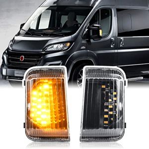 njssjd Clignotant de rétroviseur LED compatible avec Peugeot Boxer F.iat Ducato C-itroen 2006-2018 Relais de rétroviseur latéral Lentille transparente (ShenShengJiDian, neuf)