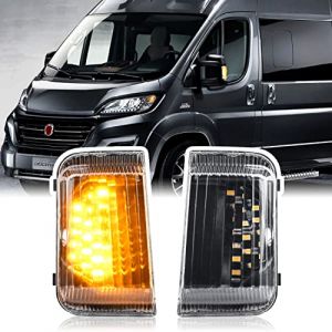 njssjd Clignotant de rétroviseur LED compatible avec Peugeot Boxer F.iat Ducato C-itroen Relais de cavalier 2006-2018 Lentille transparente (ShenShengJiDian, neuf)