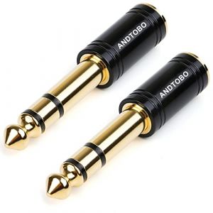 ANDTOBO Adaptateur Jack stéréo 6,35 vers 3,5, 1/8 mâle vers 1/4 Femelle Adaptateur Jack Audio en cuivre Pur pour amplificateur de Casque Lot de 2 - Noir (ANDTOBO, neuf)