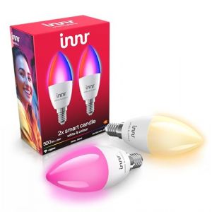 innr Zigbee E14 Ampoule Connect&eacute;e Bougie, Fonctionne avec Hue* et Alexa (Pont Requis), Ampoule Bougie Blanc et Couleur, 16 Millions de Couleurs, RGB Lampe, Intensit&eacute; Variable, 500 lumens - 2 pi&egrave;ces (Innr Lighting, neuf)