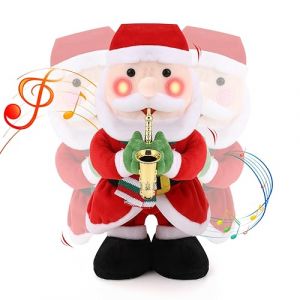 zerotop Le père Noël Qui Danse et Chante 12,2'' Peluche de Noël avec Musique et Lumières Ornements de Noël Jouet en Peluche Poupée Musicale de Noël Électronique pour Enfants Cadeau Décoration de Noël (smmall, neuf)
